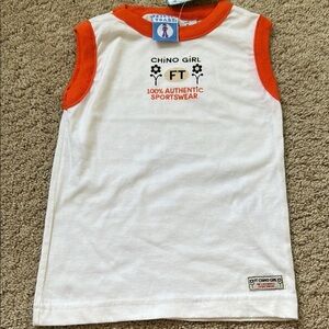 French Toast Sleeveless White and Orange Size 4 Girl's Top - NEW WITH TAGS